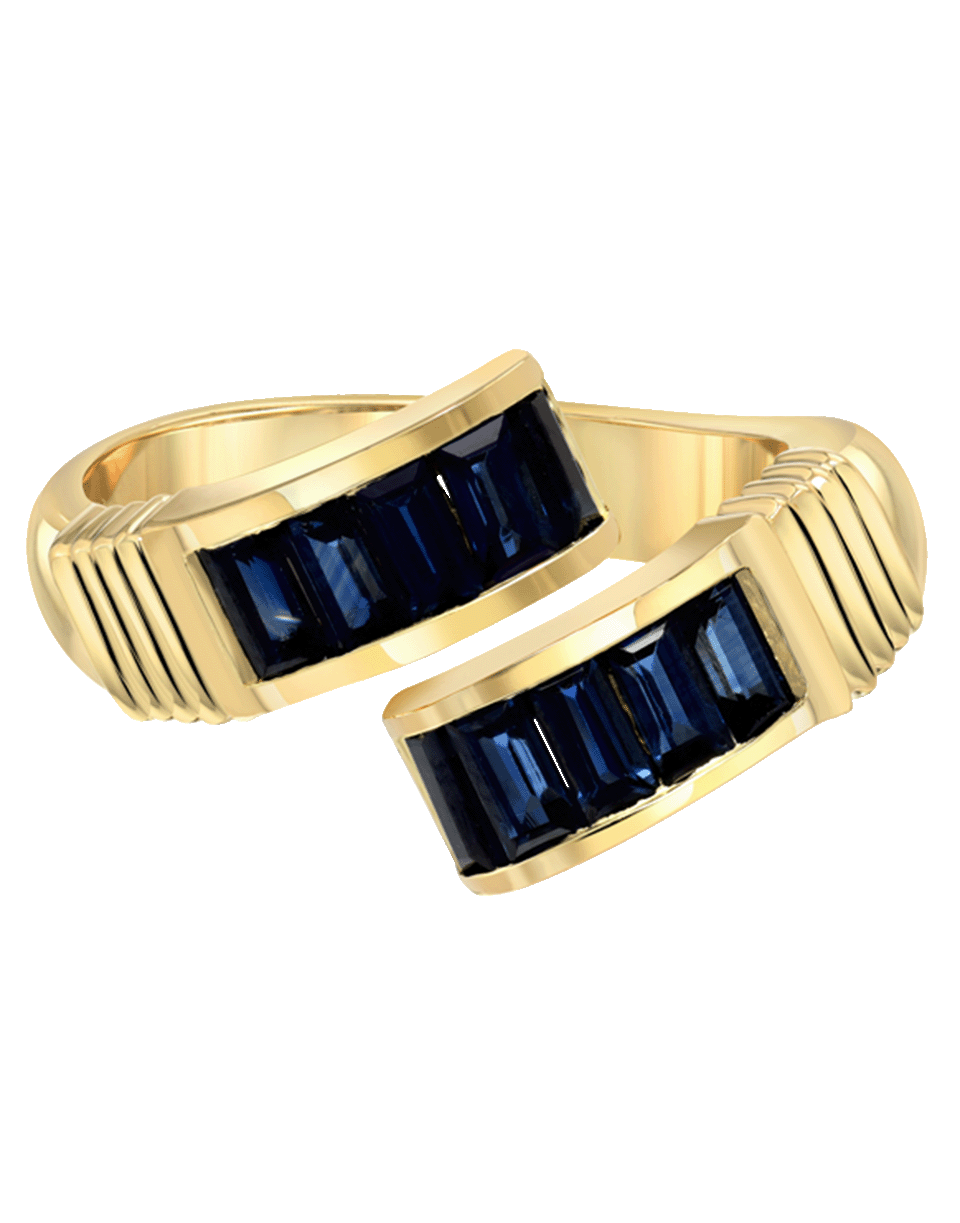 RETROUVAI-Blue Sapphire Buckle Ring-YELLOW GOLD