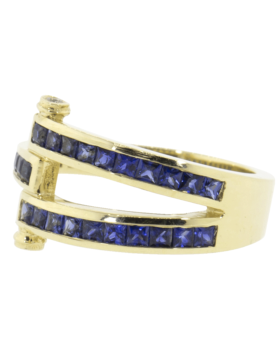RETROUVAI-Blue Sapphire Magna Ring-YELLOW GOLD