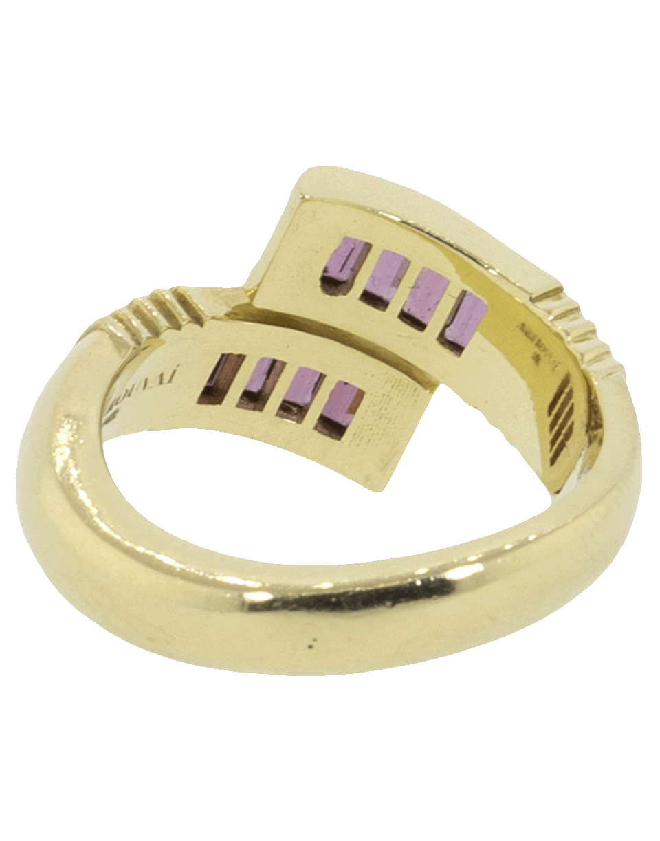 RETROUVAI-Garnet Buckle Ring-YELLOW GOLD