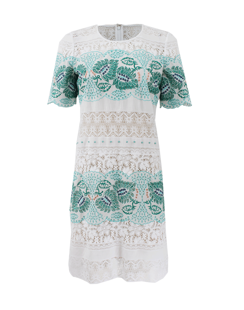 ROBERTO CAVALLI-Cotton Eyelet Dress-BIA/VERD