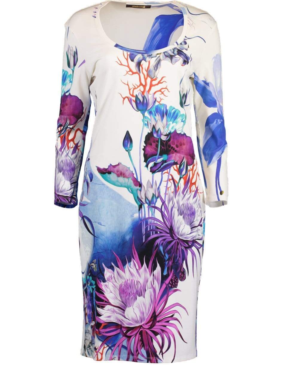 Print V-Neck Fitted Jersey Dress CLOTHINGDRESSCASUAL ROBERTO CAVALLI   