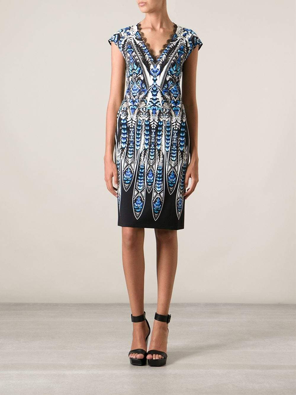 ROBERTO CAVALLI-Fitted V-Neck Dress-