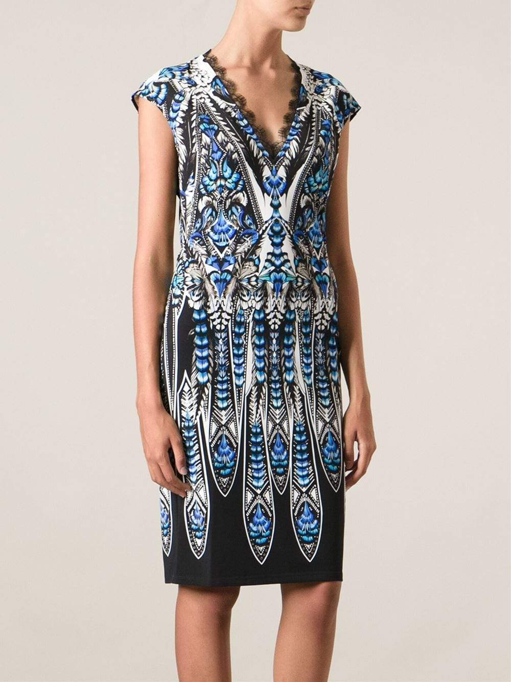 ROBERTO CAVALLI-Fitted V-Neck Dress-