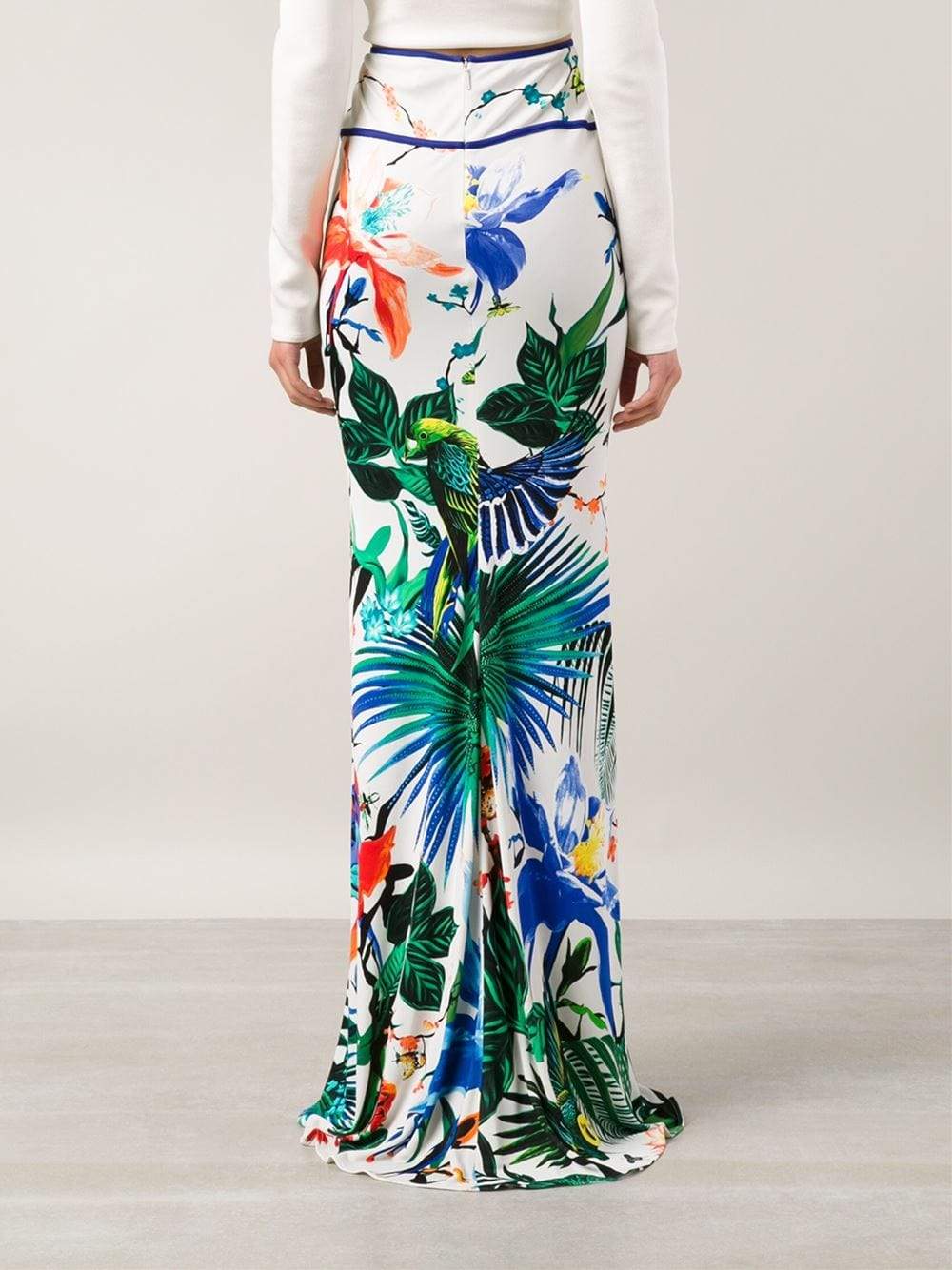 ROBERTO CAVALLI-Tropical Print Maxi Skirt-