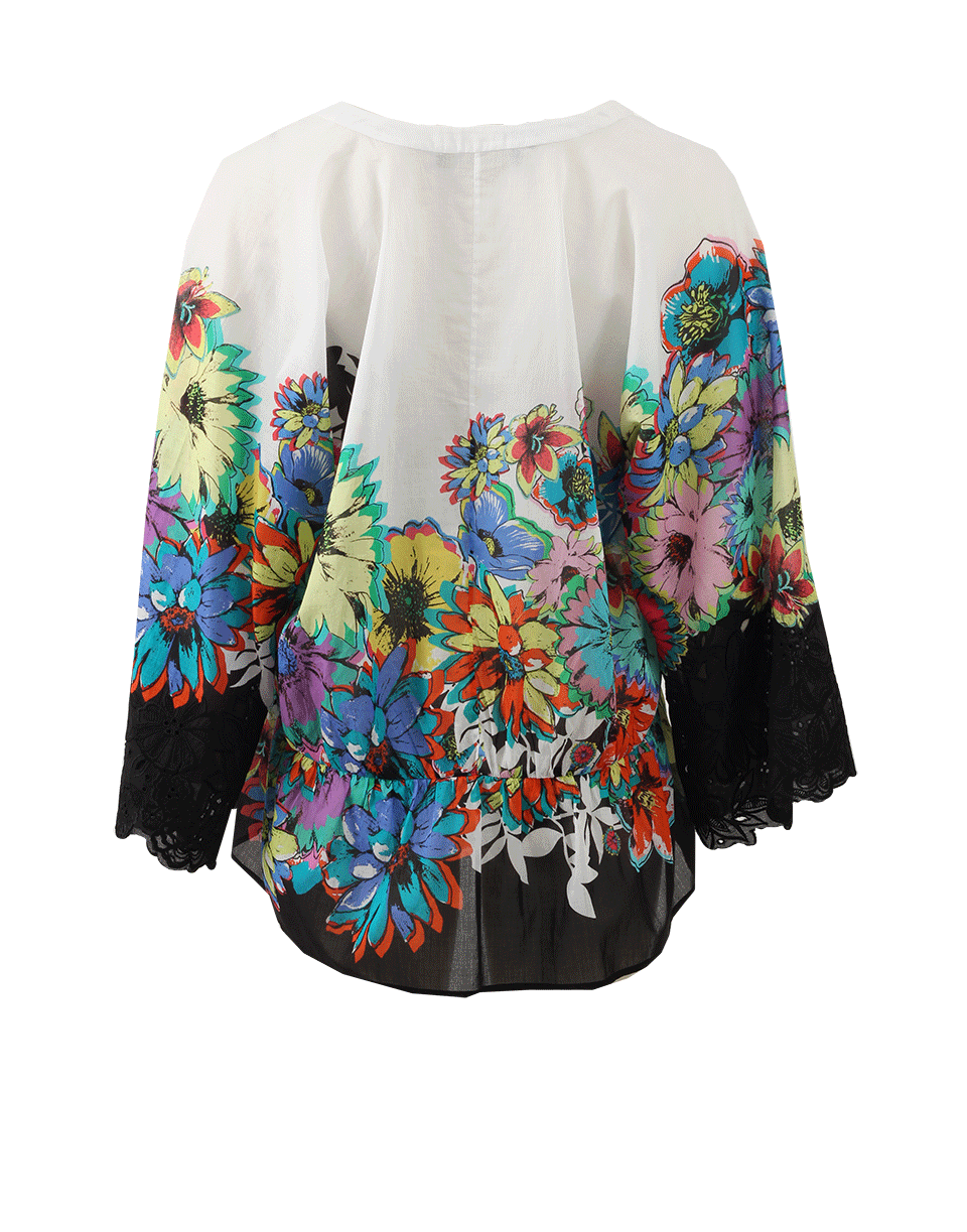 Flower Power Lace Trim Shirt CLOTHINGTOPMISC ROBERTO CAVALLI   