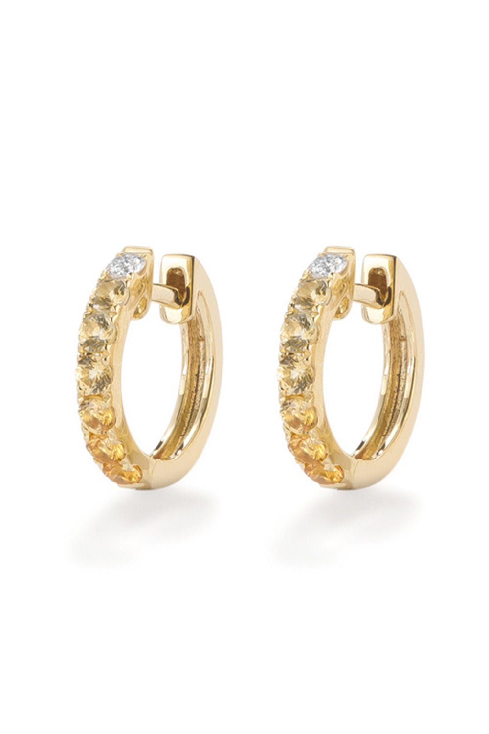 ROBINSON PELHAM-Midi Yellow Sapphire Diamond Hoop Earrings-YELLOW GOLD