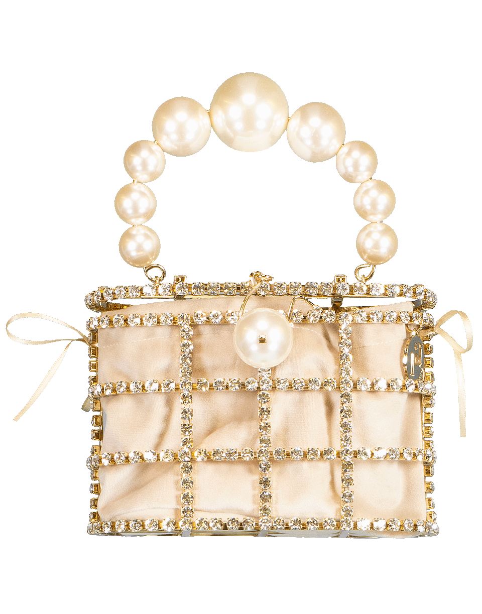 ROSANTICA-Holli Faux Pearl and Crystal Clutch-GOLD