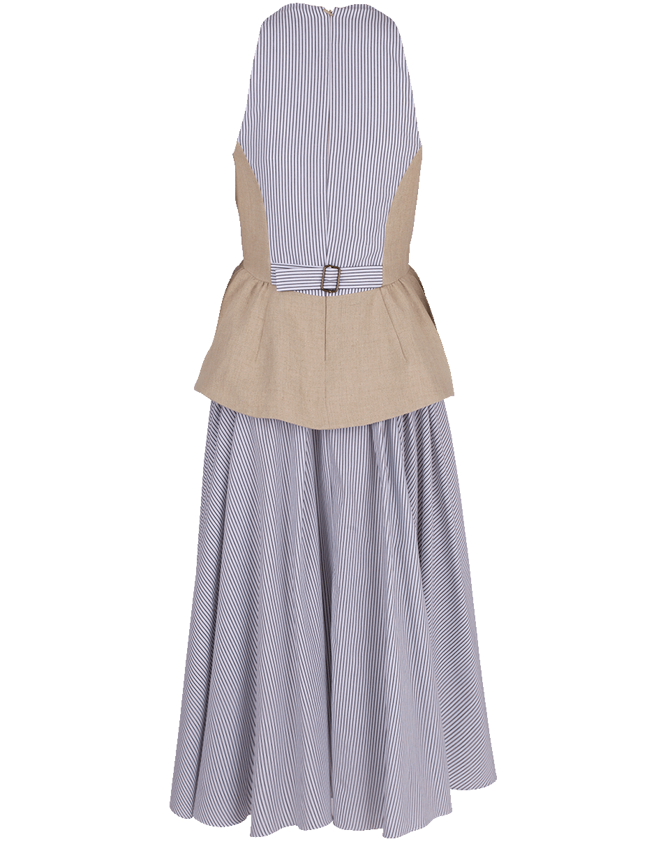 ROSIE ASSOULIN-Long Peplum V-Neck Dress-