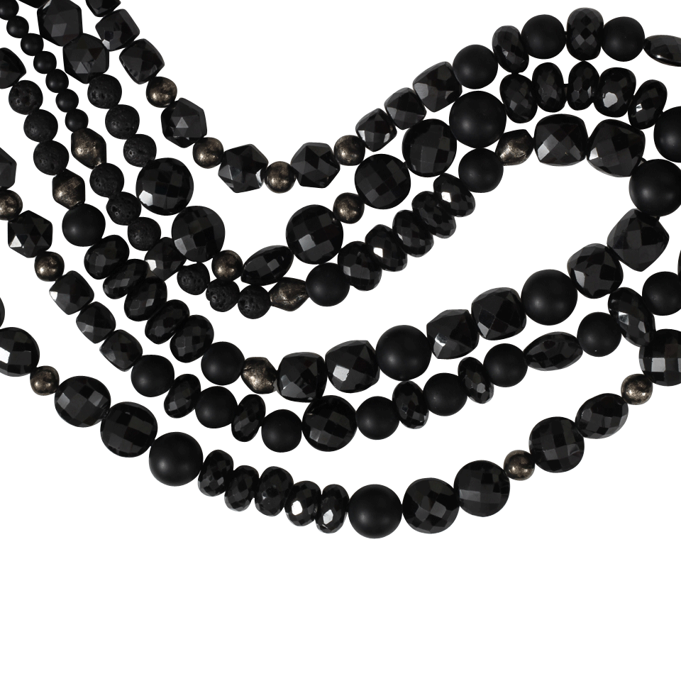 ROYAL NOMAD JEWELRY-Three Strand Lavender And Black Spinel Necklace-BLACK