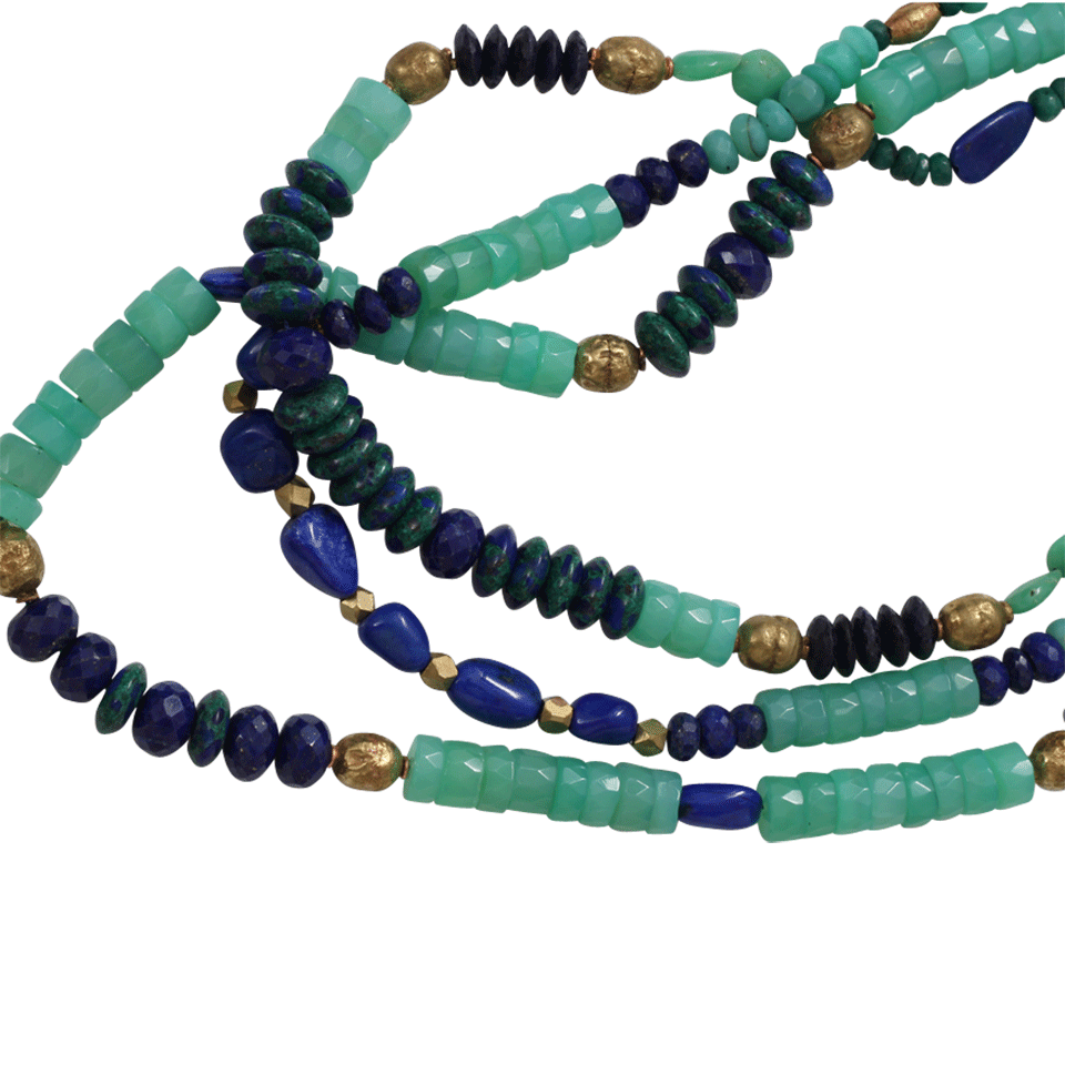 Two Strand Chrysoprase, Lapis, And Azurite Bead Necklace JEWELRYBOUTIQUENECKLACE O ROYAL NOMAD JEWELRY   