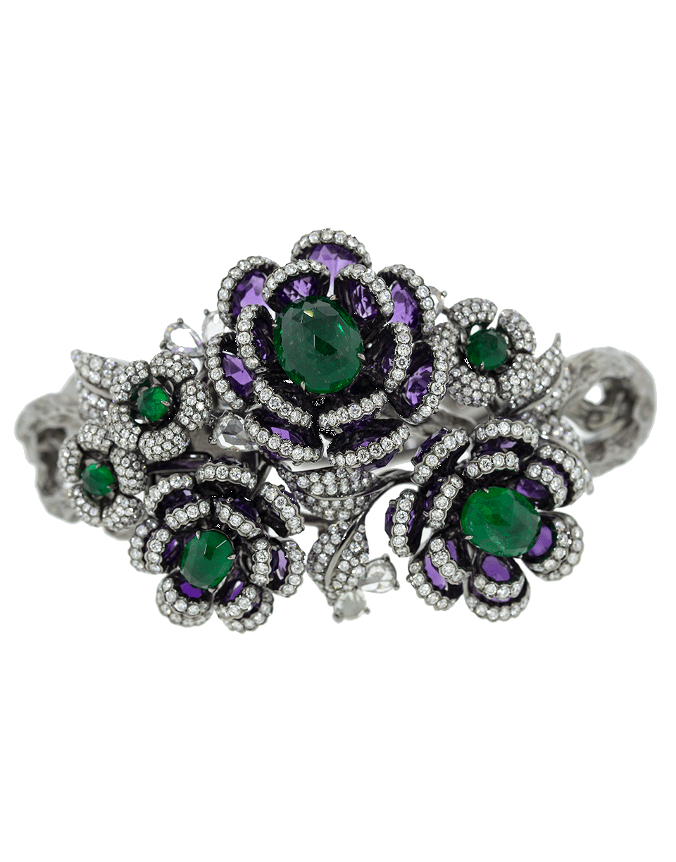 SABOO FINE JEWELS-Royale Emerald Flower Bracelet-TITANIUM