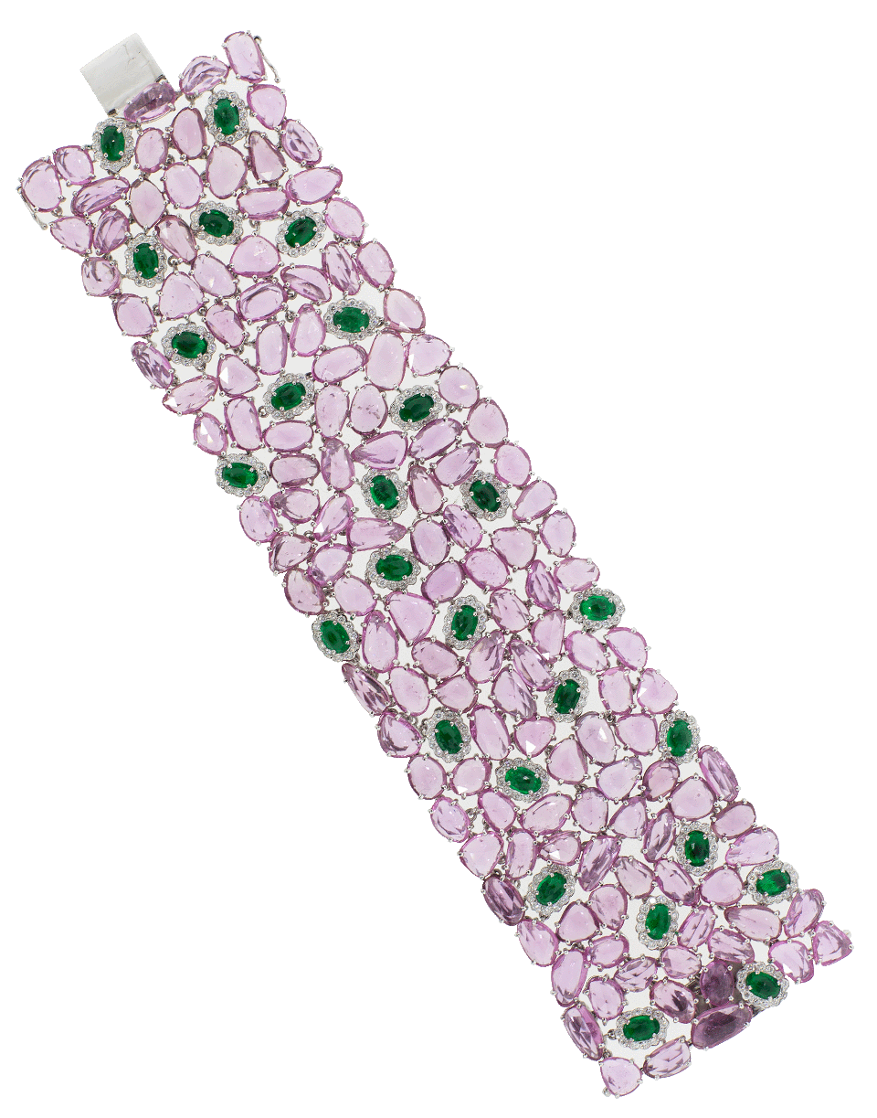 SABOO FINE JEWELS-Pink Sapphire And Emerald Bracelet-WHITE GOLD