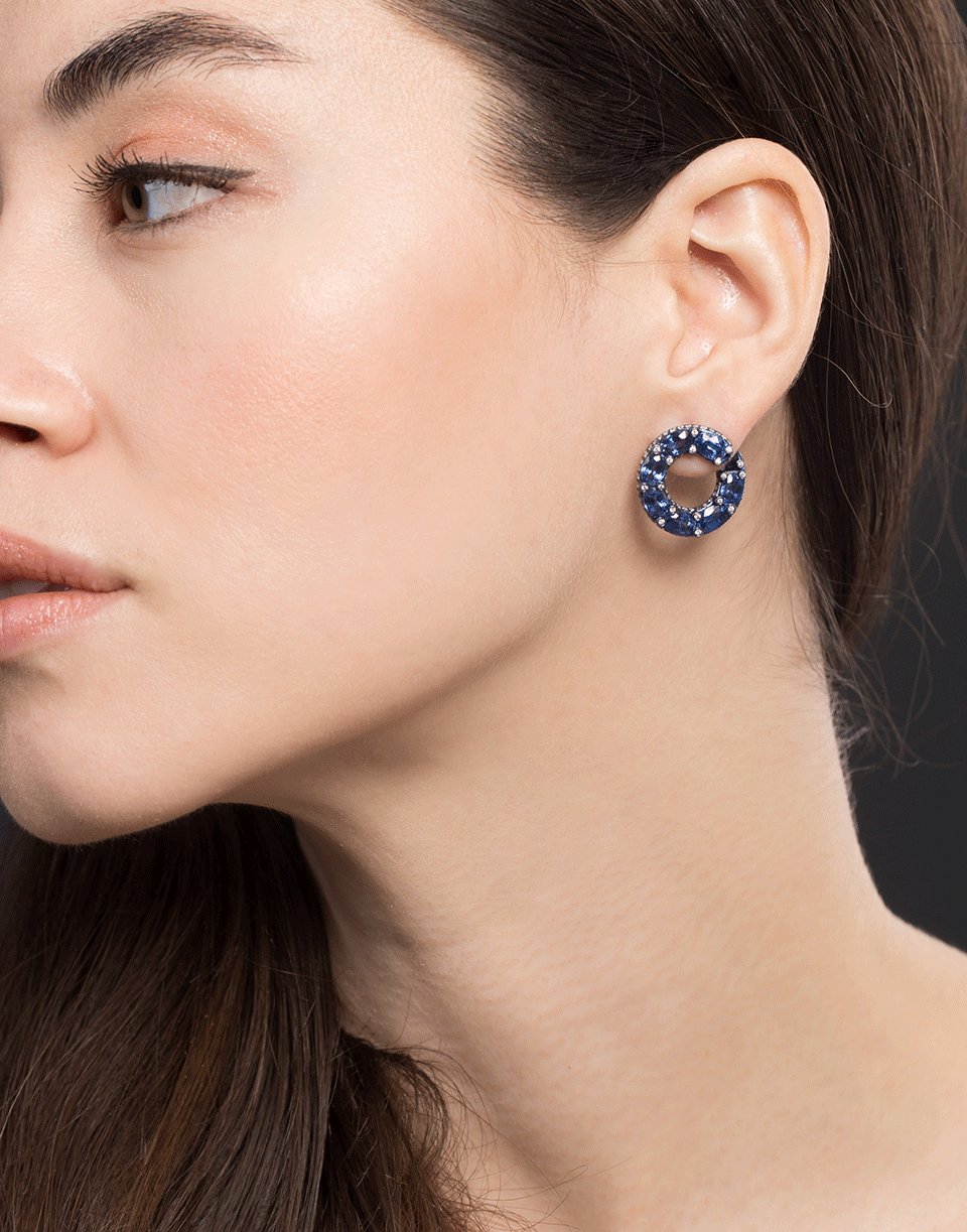 SABOO FINE JEWELS-Elemento Blue Sapphire Earrings-TITANIUM
