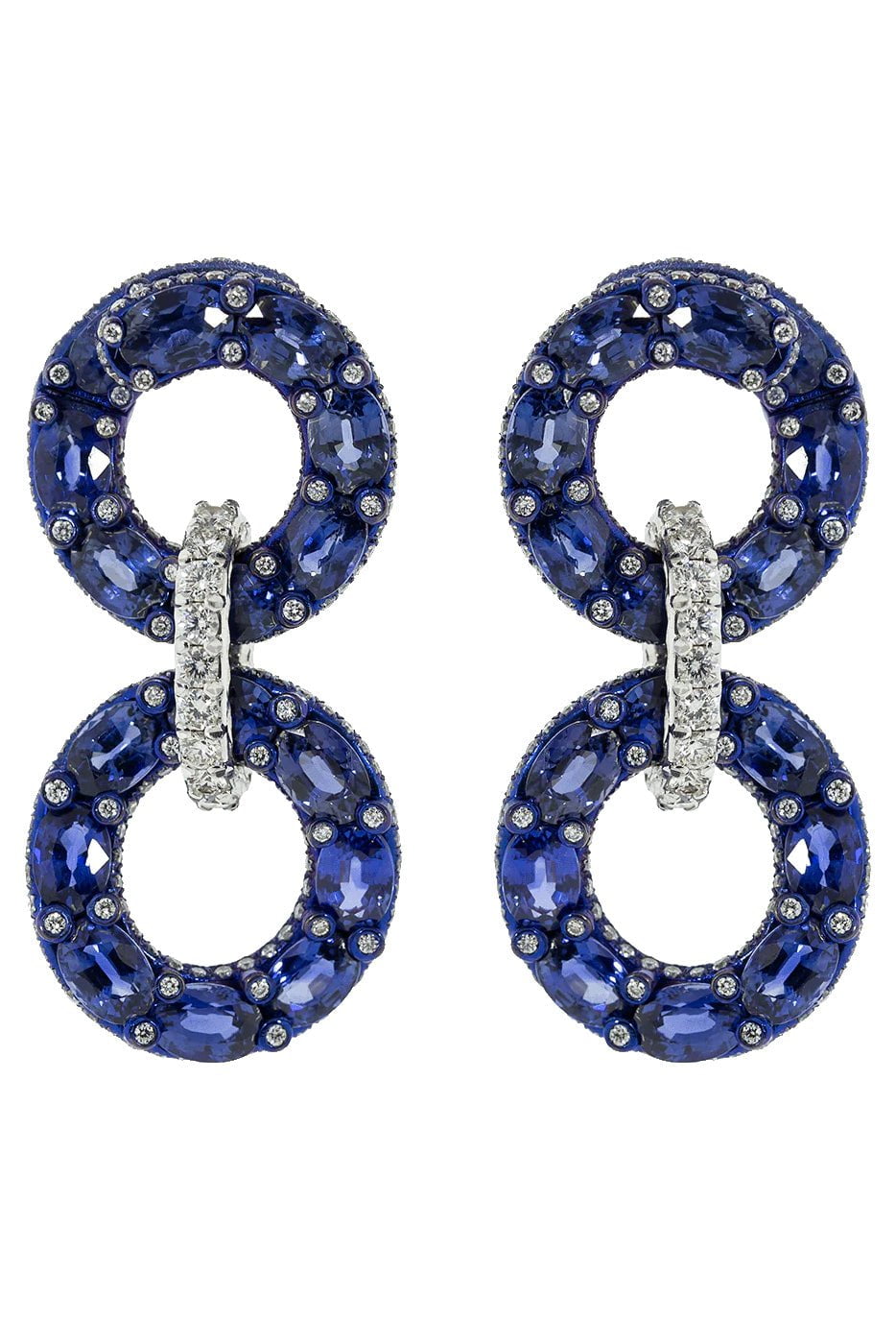 SABOO FINE JEWELS-Elemento Blue Sapphire Earrings-TITANIUM
