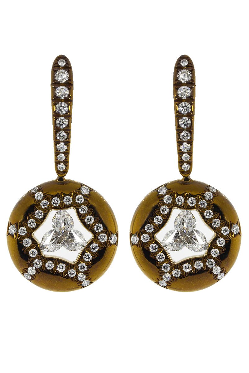 SABOO FINE JEWELS-Trillion Diamond Flower Drop Earrings-TITANIUM