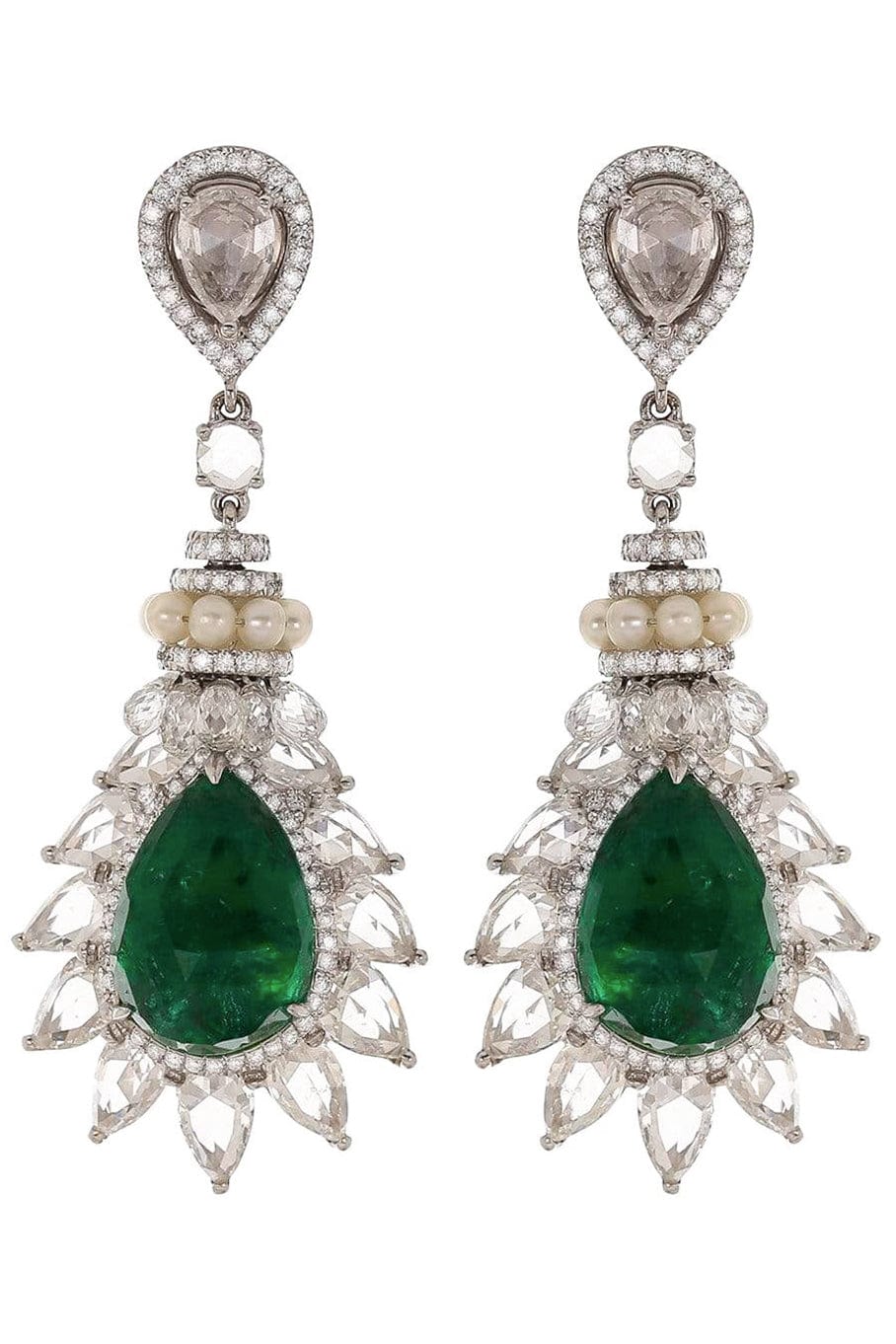 Royalle Emerald and Diamond Ray Earrings JEWELRYFINE JEWELEARRING SABOO FINE JEWELS   