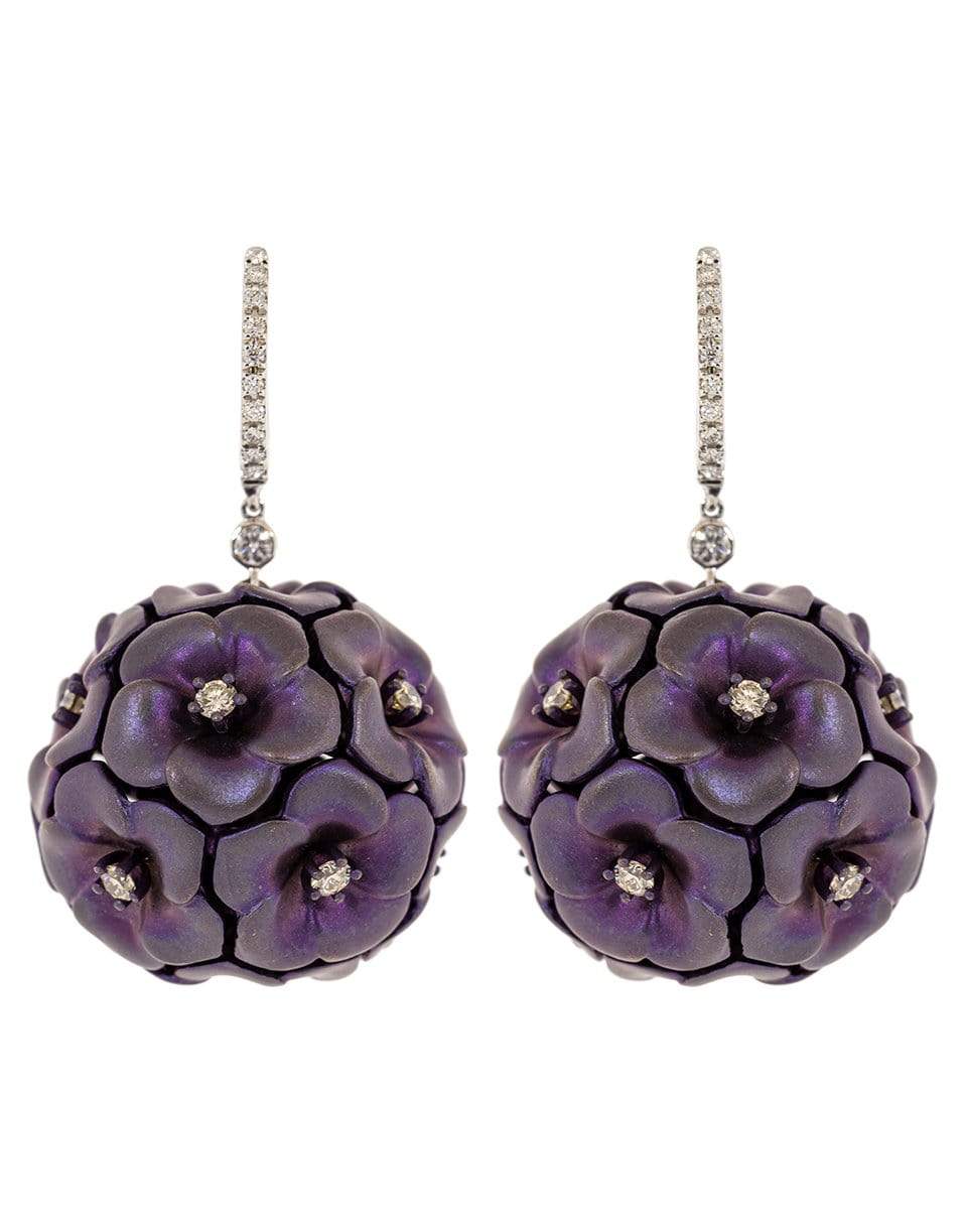 SABOO FINE JEWELS-Purple Titanuim and Diamond Flower Earrings-WHTGLD