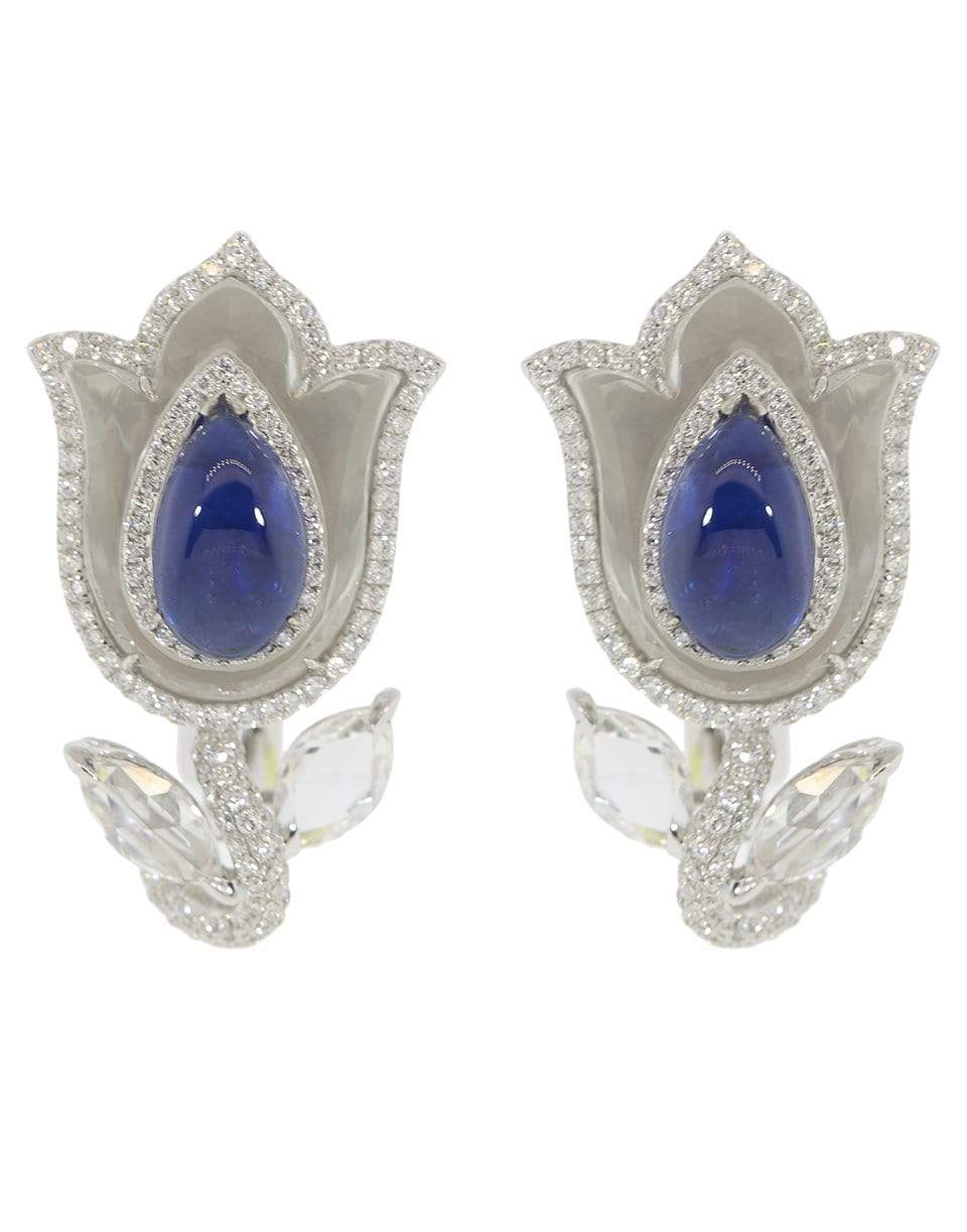 SABOO FINE JEWELS-Aura Burma Sapphire Tulip Earrings-WHITE GOLD