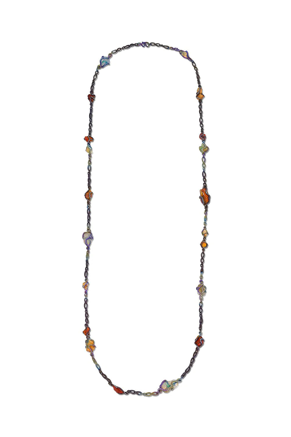 SABOO FINE JEWELS-Opal Diamond Necklace-TITANIUM