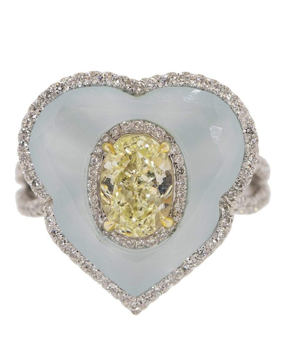 SABOO FINE JEWELS-Yellow and White Diamond Aquamarine Ring-WHTGLD