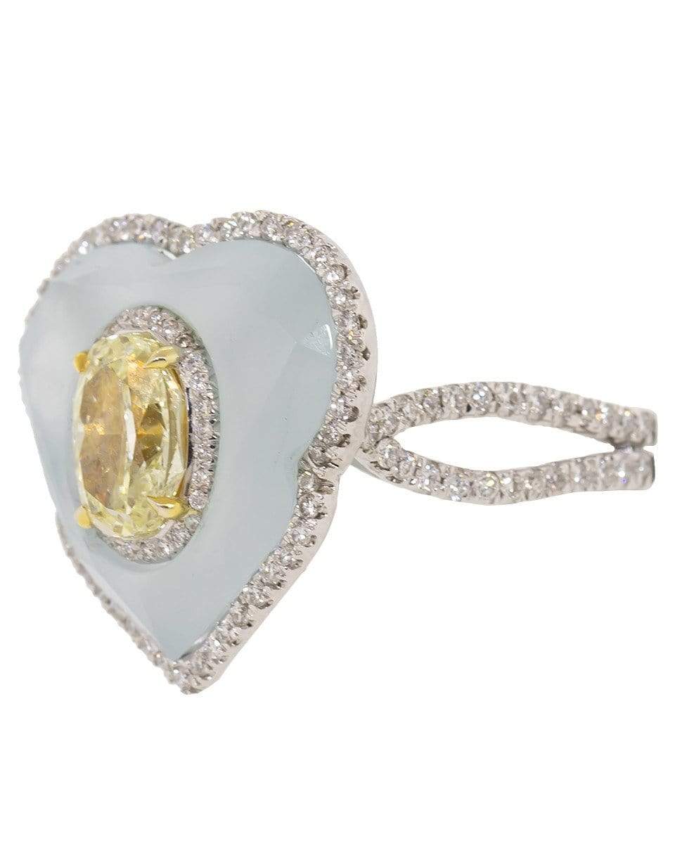 SABOO FINE JEWELS-Yellow and White Diamond Aquamarine Ring-WHTGLD