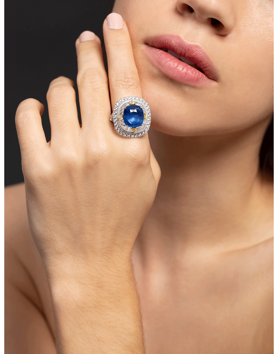 SABOO FINE JEWELS-Sapphire Diamond Crystal Ring-WHITE GOLD