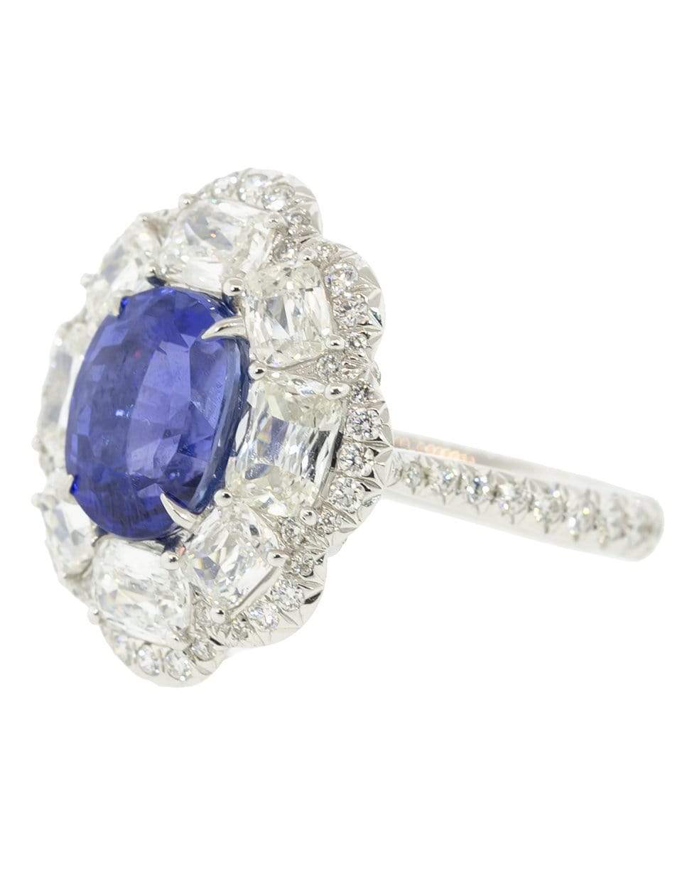 SABOO FINE JEWELS-Oval Sapphire and Diamond Ring-WHITE GOLD