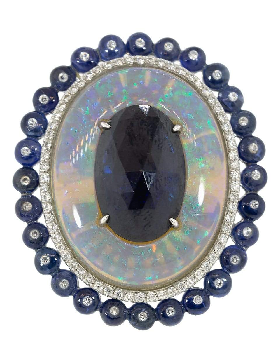SABOO FINE JEWELS-Sapphire Diamond Opal Ring-WHITE GOLD