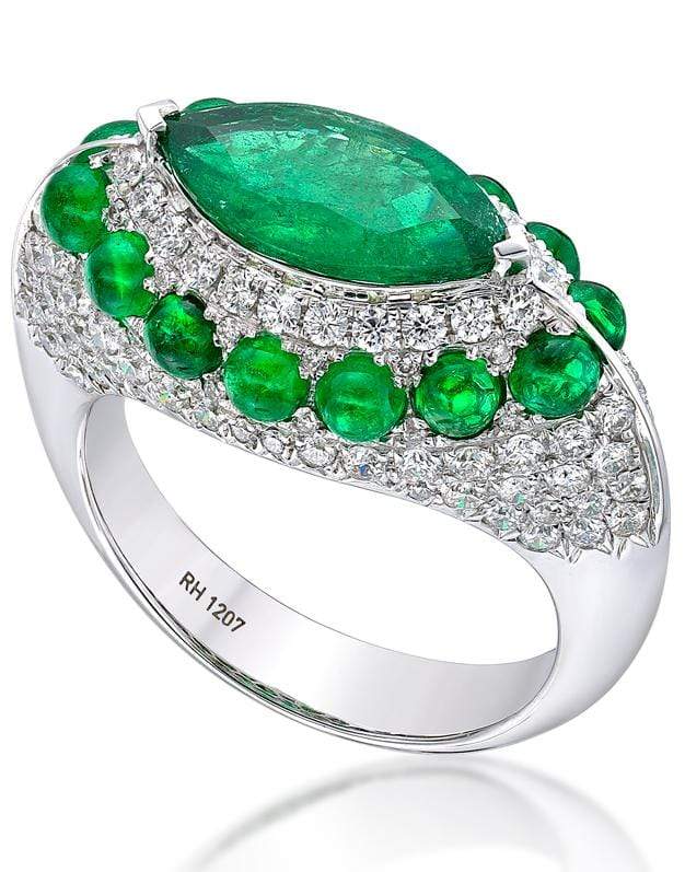 SABOO FINE JEWELS-Emerald and Diamond Royale Ring-WHITE GOLD