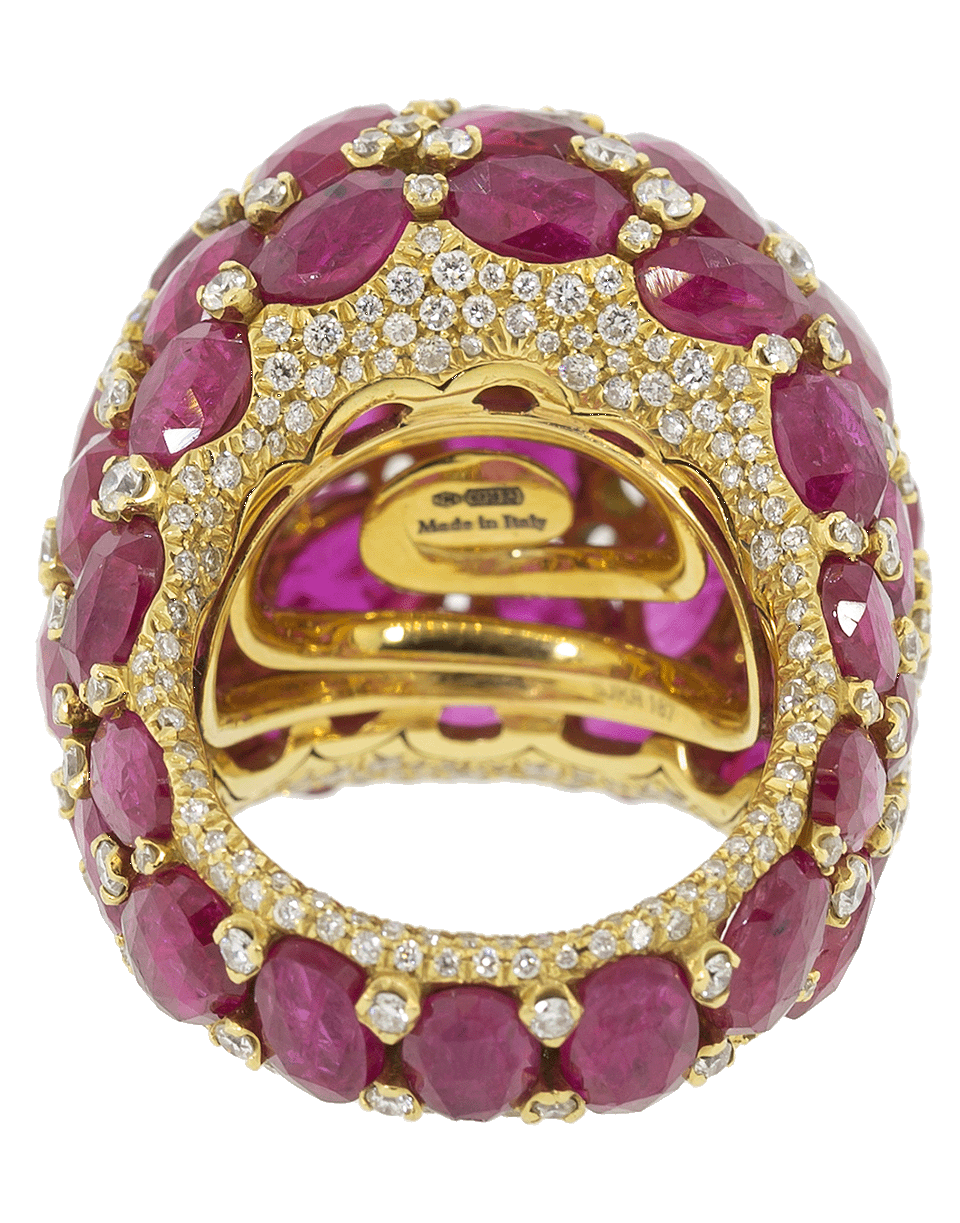 SABOO FINE JEWELS-Ruby and Diamond Dome Ring-YELLOW GOLD