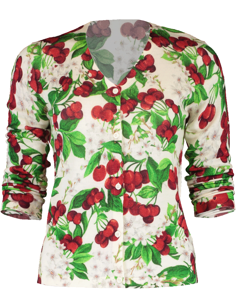 SAMANTHA SUNG-Red Cherry Blossom Print Cardigan-