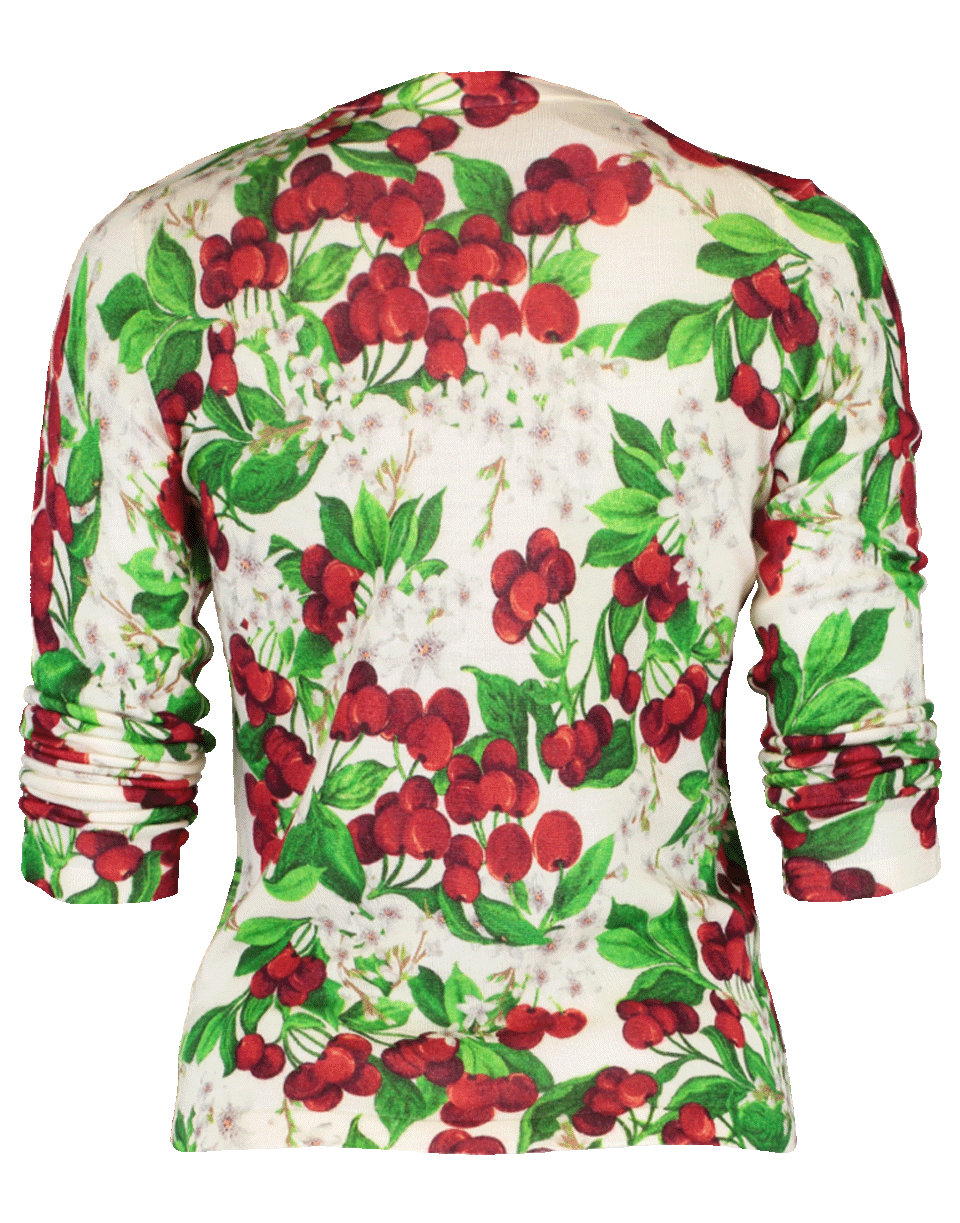 SAMANTHA SUNG-Red Cherry Blossom Print Cardigan-