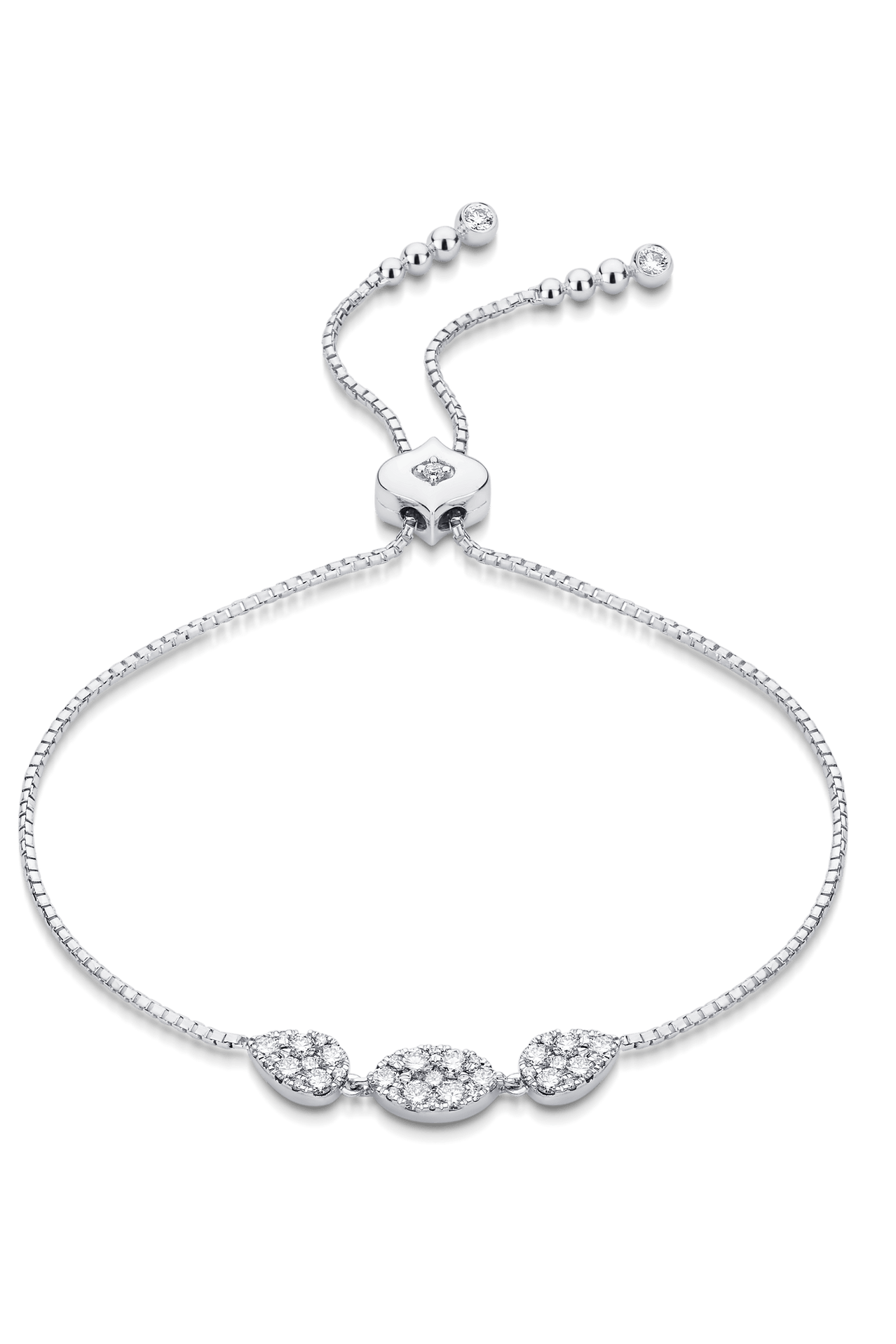 SARA WEINSTOCK-Reverie Diamond Three Cluster Bolo Bracelet-WHITE GOLD