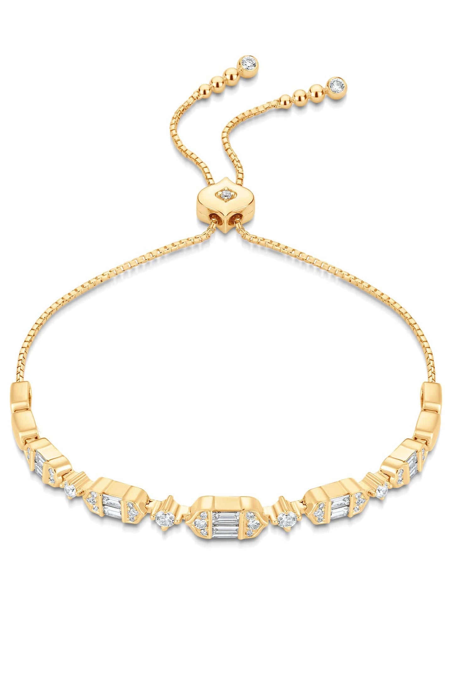 SARA WEINSTOCK-Taj Baguette Diamond Bolo Bracelet-YELLOW GOLD