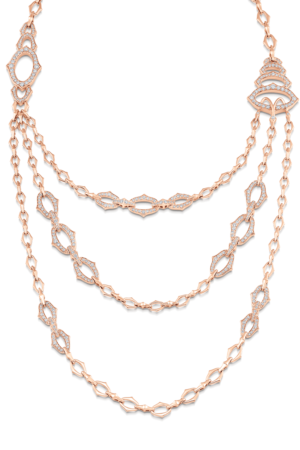SARA WEINSTOCK-Lucia 3 Row Diamond Necklace-ROSE GOLD