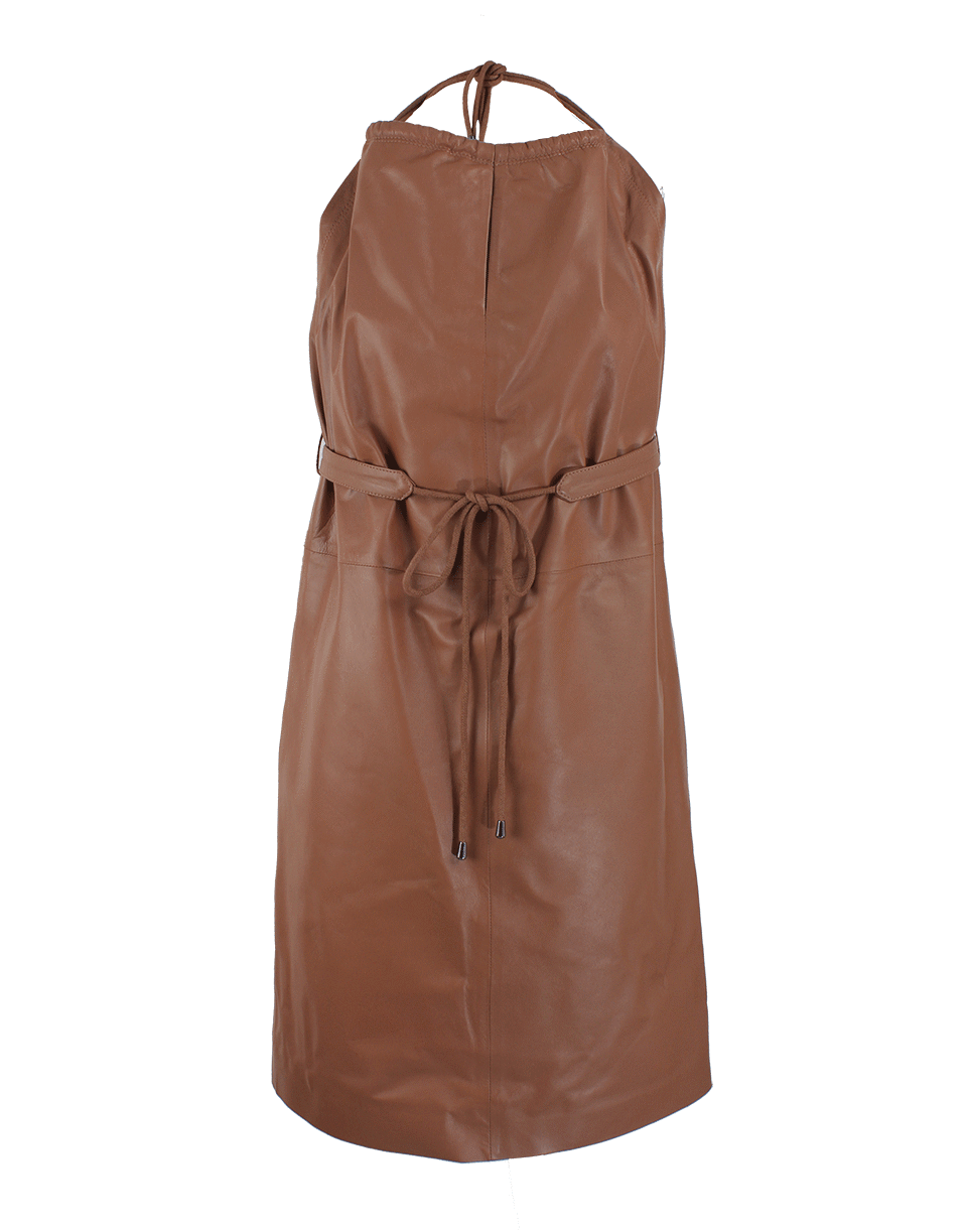 SEE by CHLOE-Halter Leather Dress with Belt-