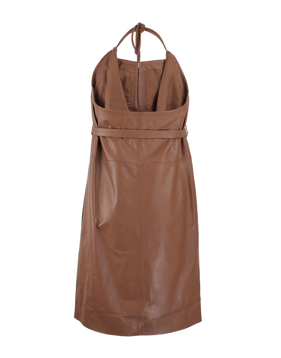 SEE by CHLOE-Halter Leather Dress with Belt-
