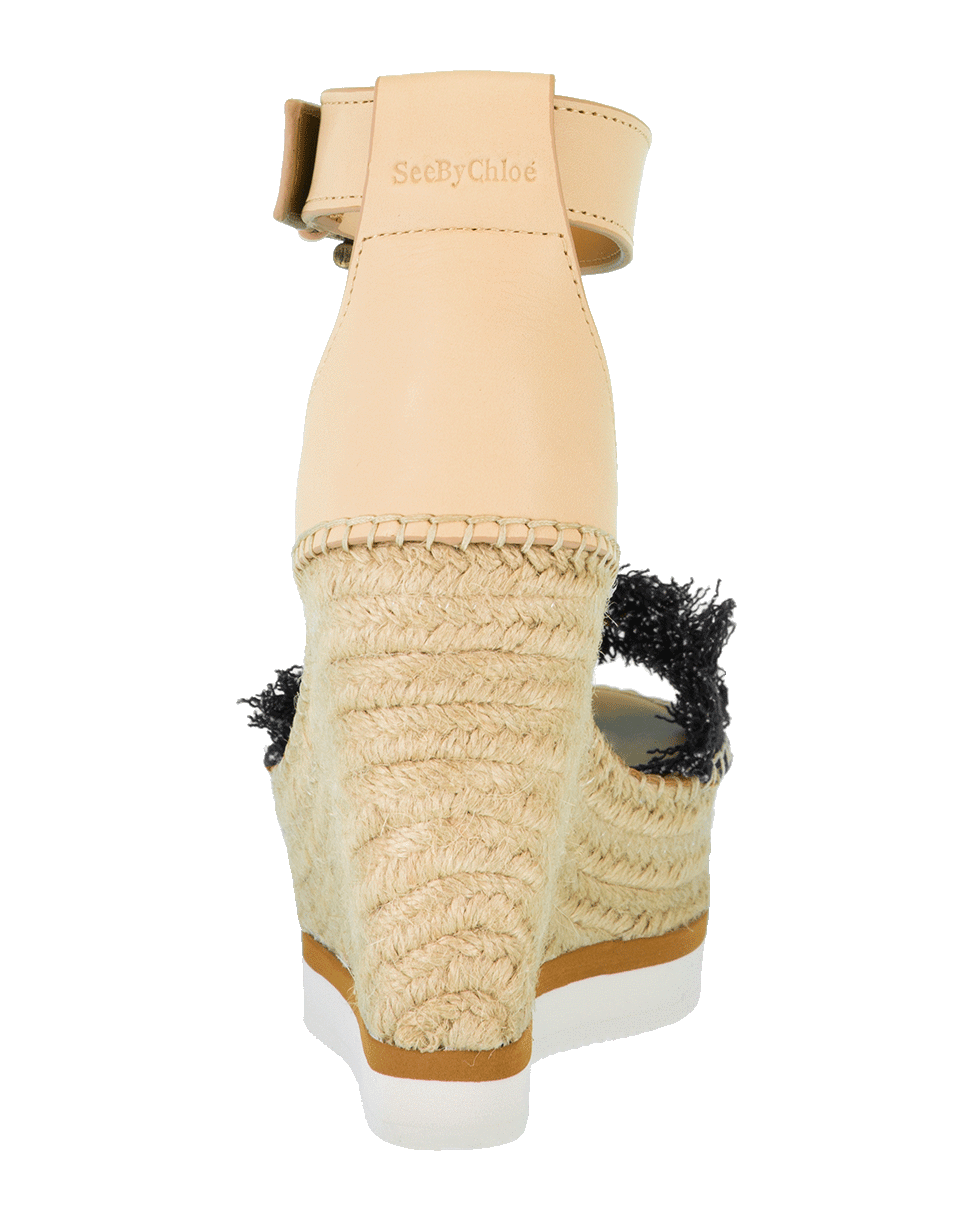 SEE by CHLOE-Glyn Denim Leather Wedge Platform Shoe-