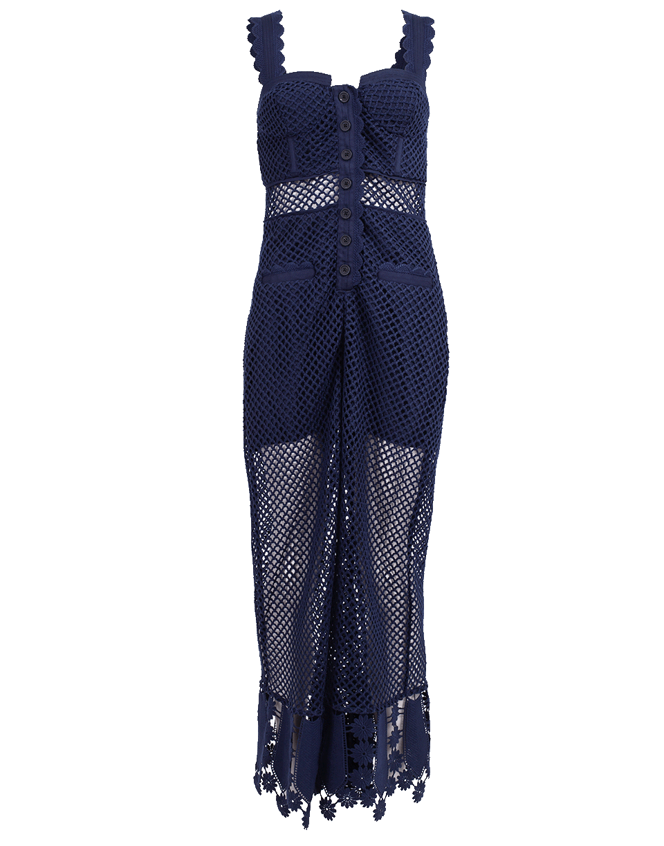 self-portrait-Fishnet Crochet Lace Jumpsuit-