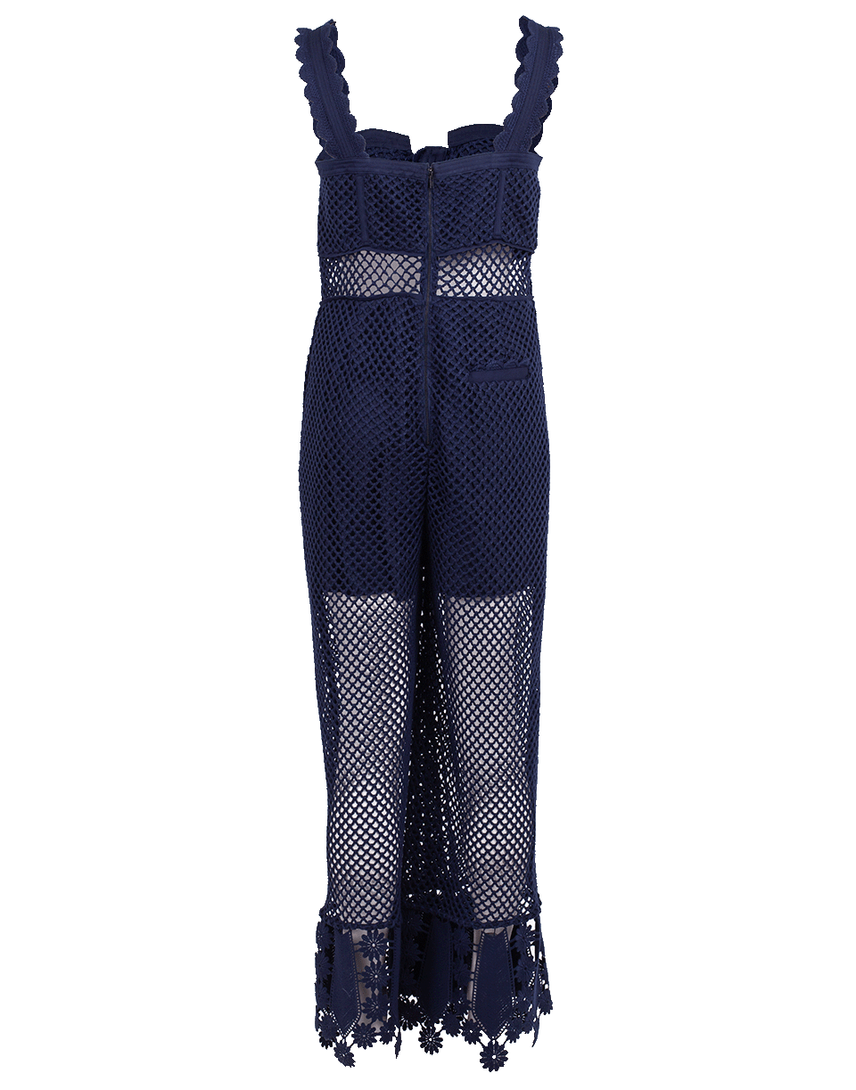 self-portrait-Fishnet Crochet Lace Jumpsuit-