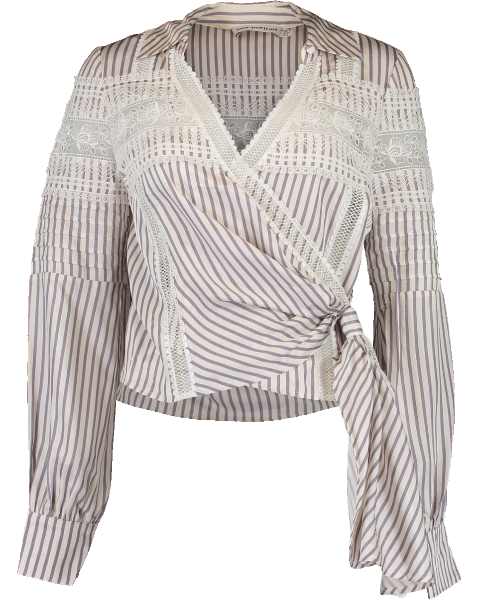 self-portrait-Long Striped Wrap Top-