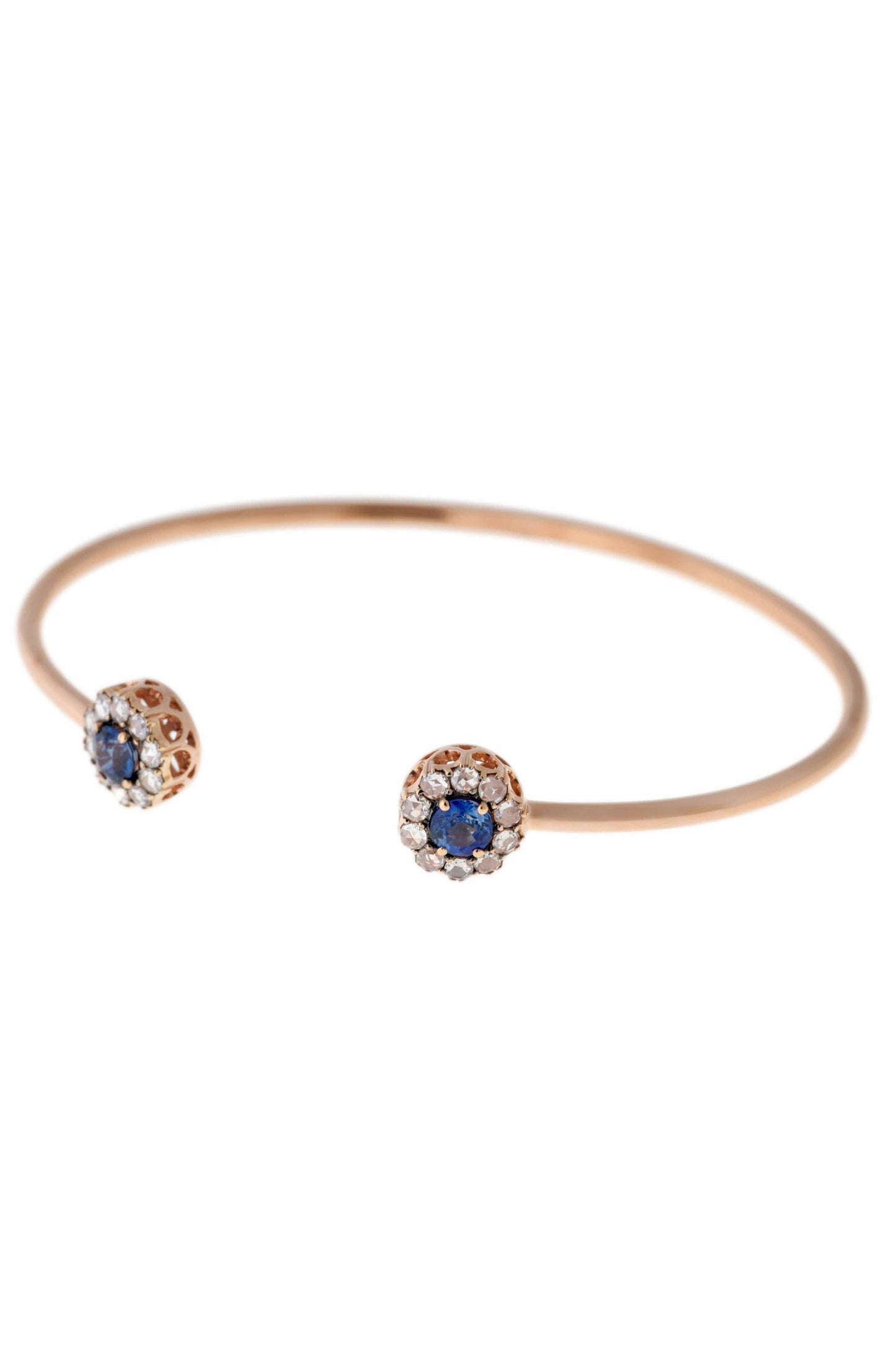 SELIM MOUZANNAR-Beruit Blue Sapphire and Diamond Cuff-ROSE GOLD