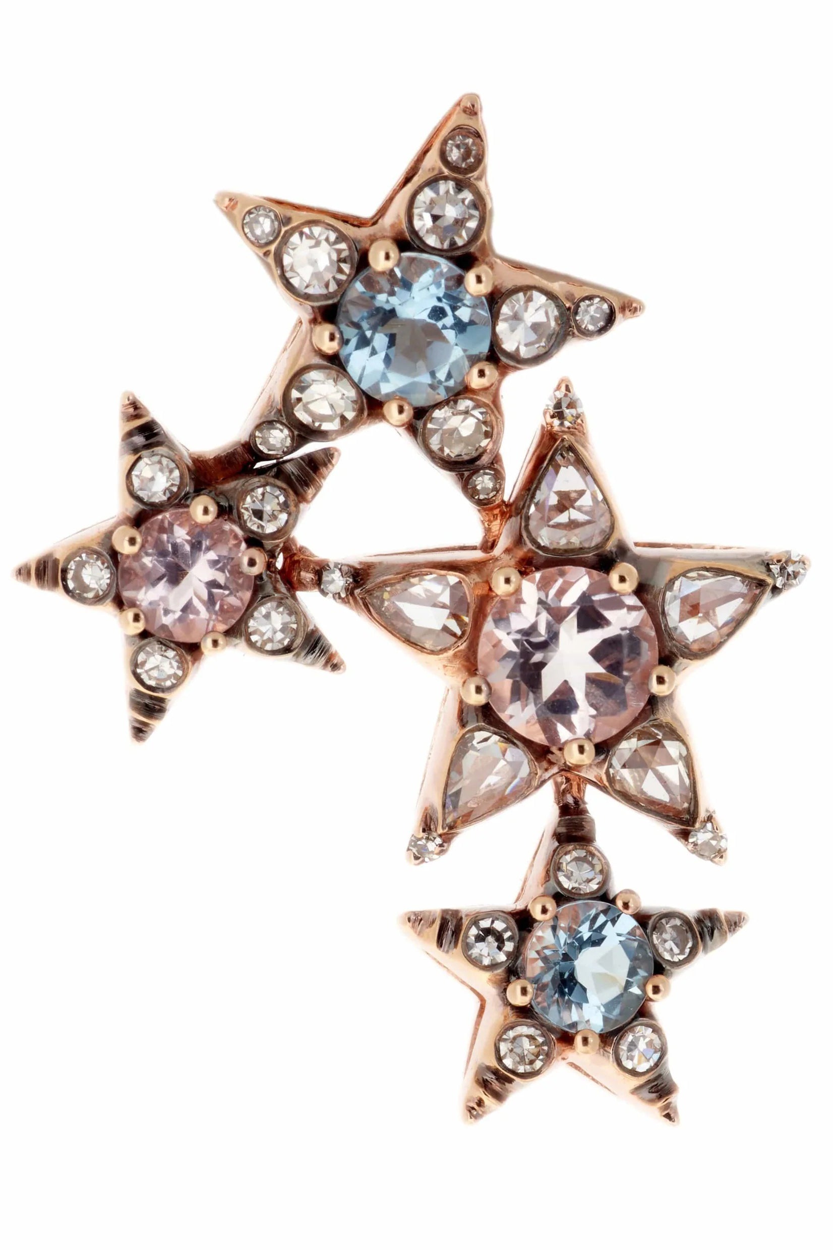 SELIM MOUZANNAR-Diamond and Aquamarine Stars Earring-