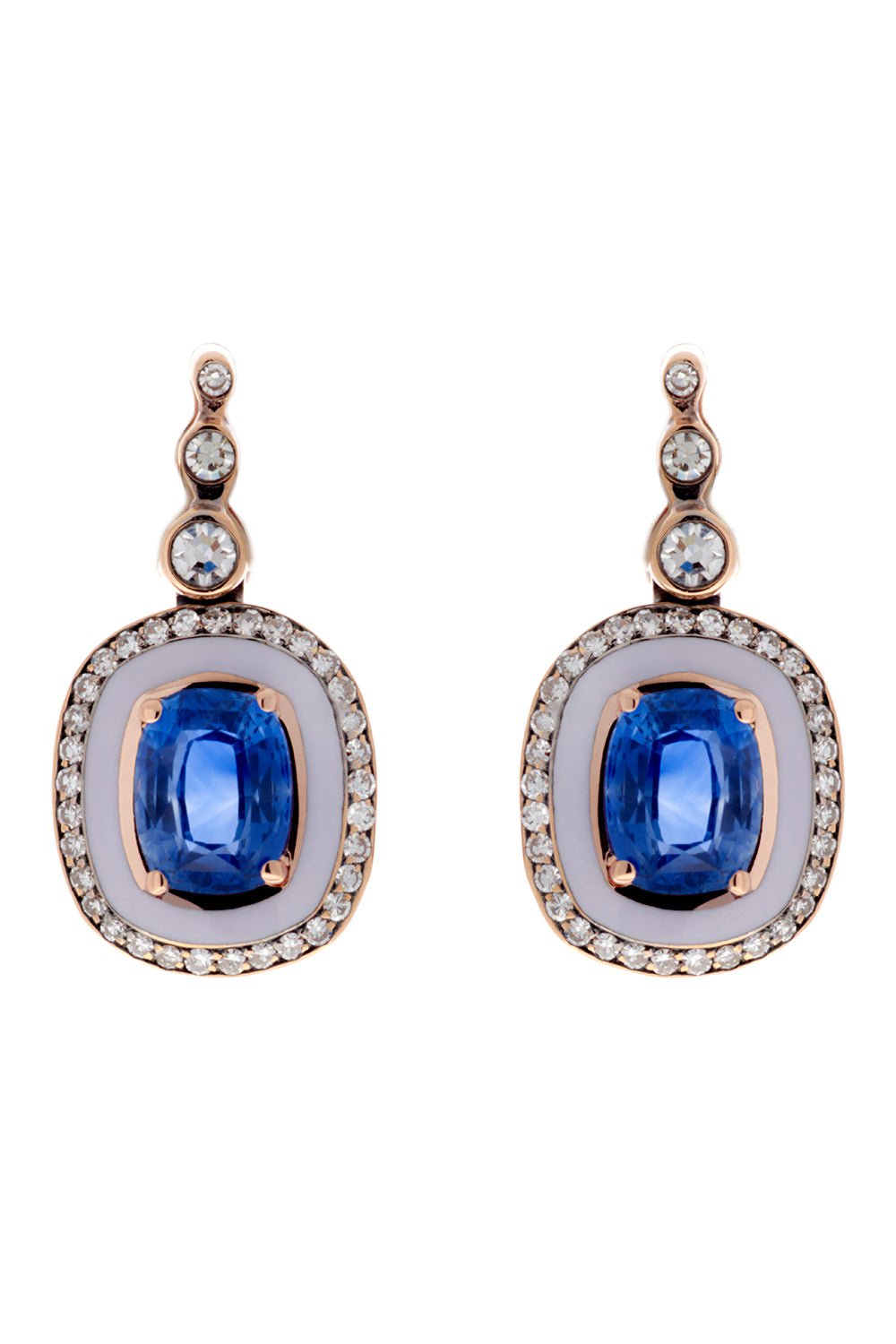 SELIM MOUZANNAR-Sapphire Enamel Earrings-ROSE GOLD