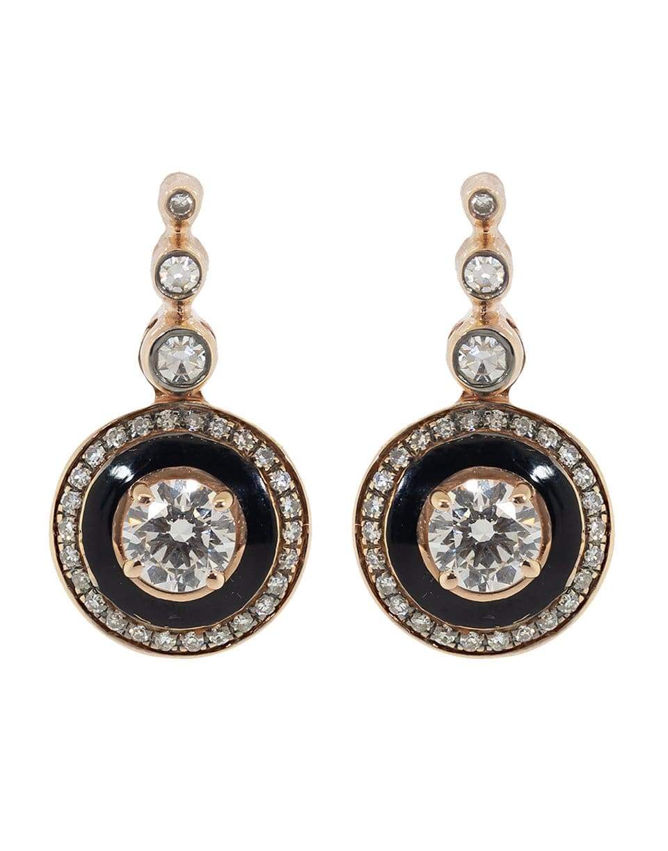 SELIM MOUZANNAR-Black Enamel and Diamond Drop Earrings-ROSE GOLD