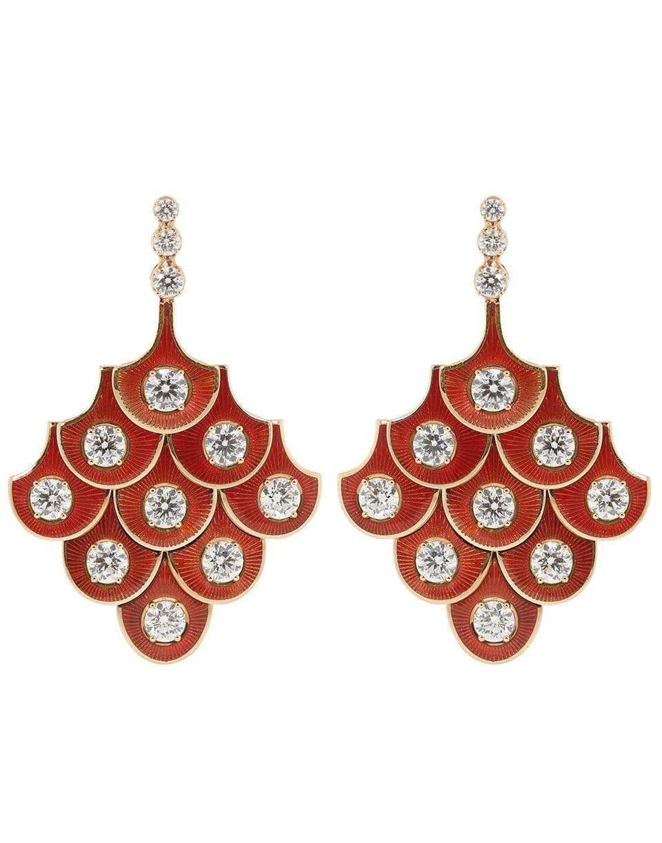 SELIM MOUZANNAR-Burgundy Enamel Earrings-ROSE GOLD