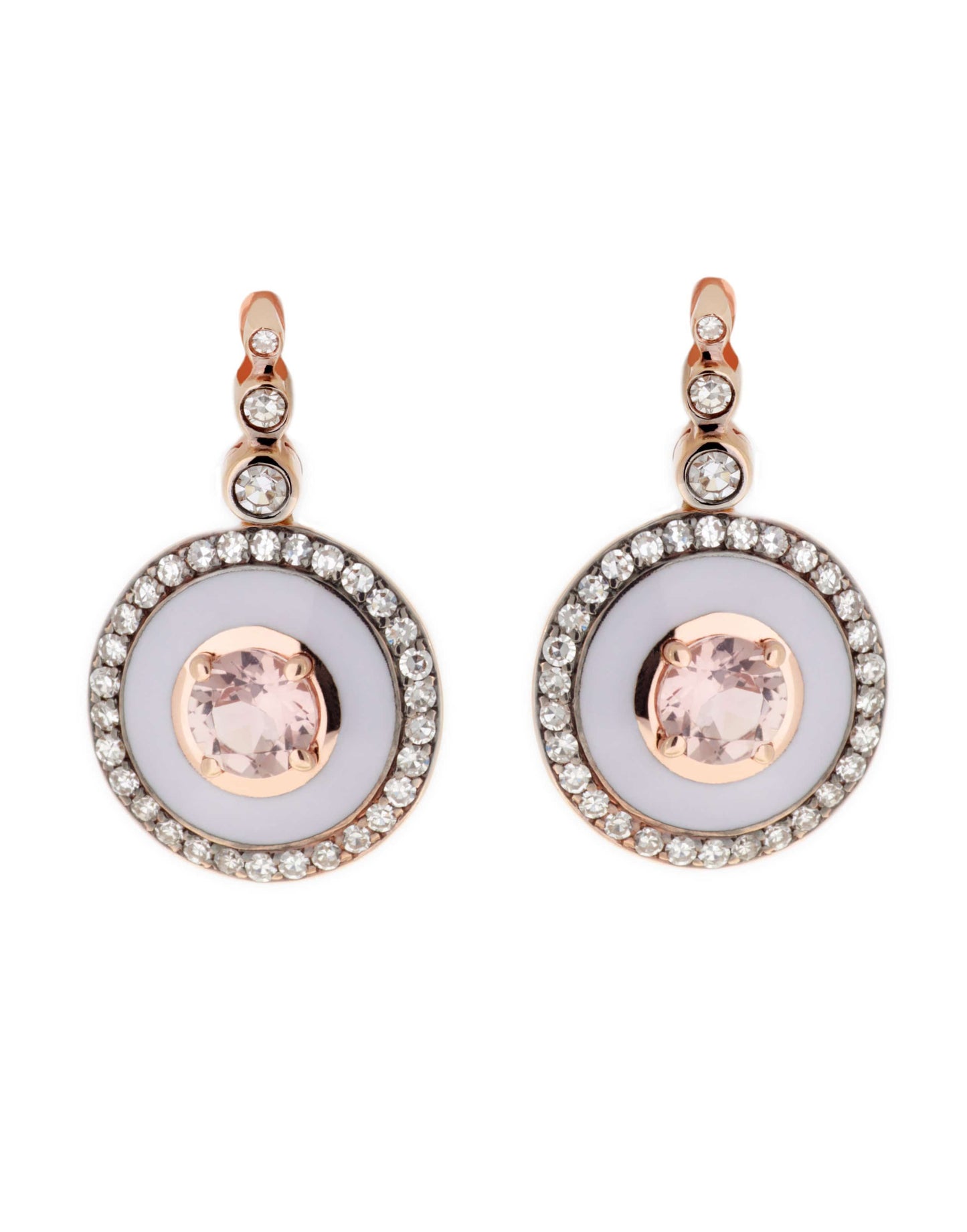 SELIM MOUZANNAR-Lilac Enamel, Pink Tourmaline and Diamond Earrings-ROSE GOLD