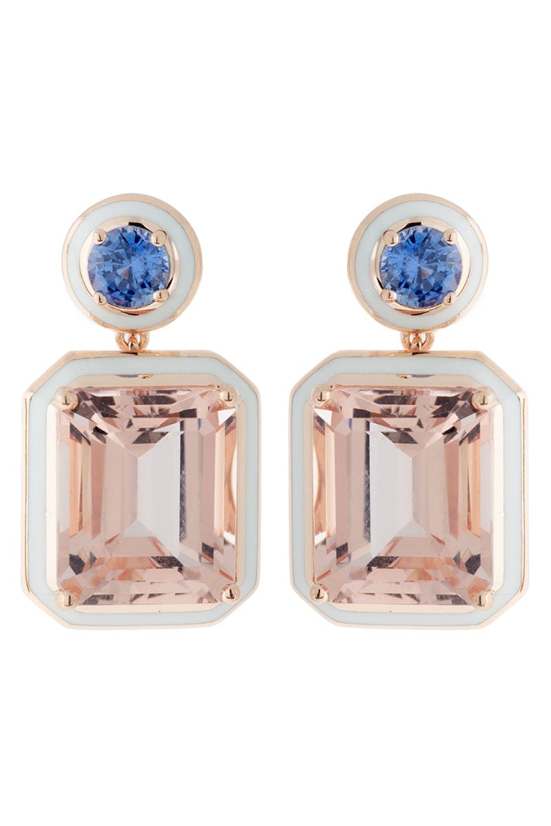 SELIM MOUZANNAR-Morganite and Blue Sapphire Earrings-ROSE GOLD