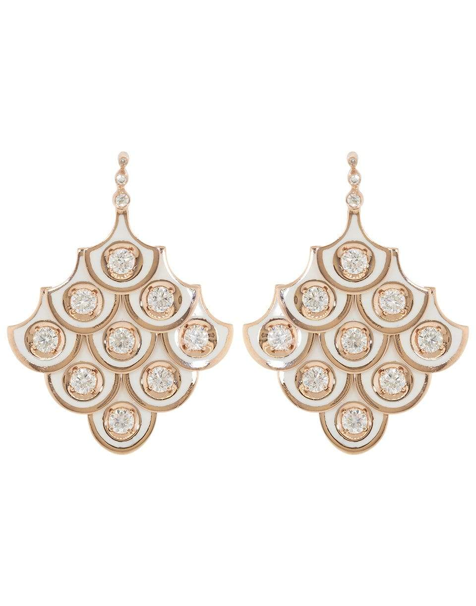 SELIM MOUZANNAR-Scalloped Ivory Enamel and Diamond Earrings-ROSE GOLD