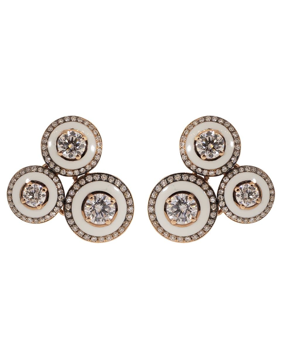 SELIM MOUZANNAR-Three Round White Enamel and Diamond Earrings-ROSE GOLD